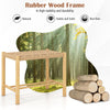 Natural 18-inch dining stool with rubber wood frame and woven paper rope seat, ideal for indoor and outdoor use.