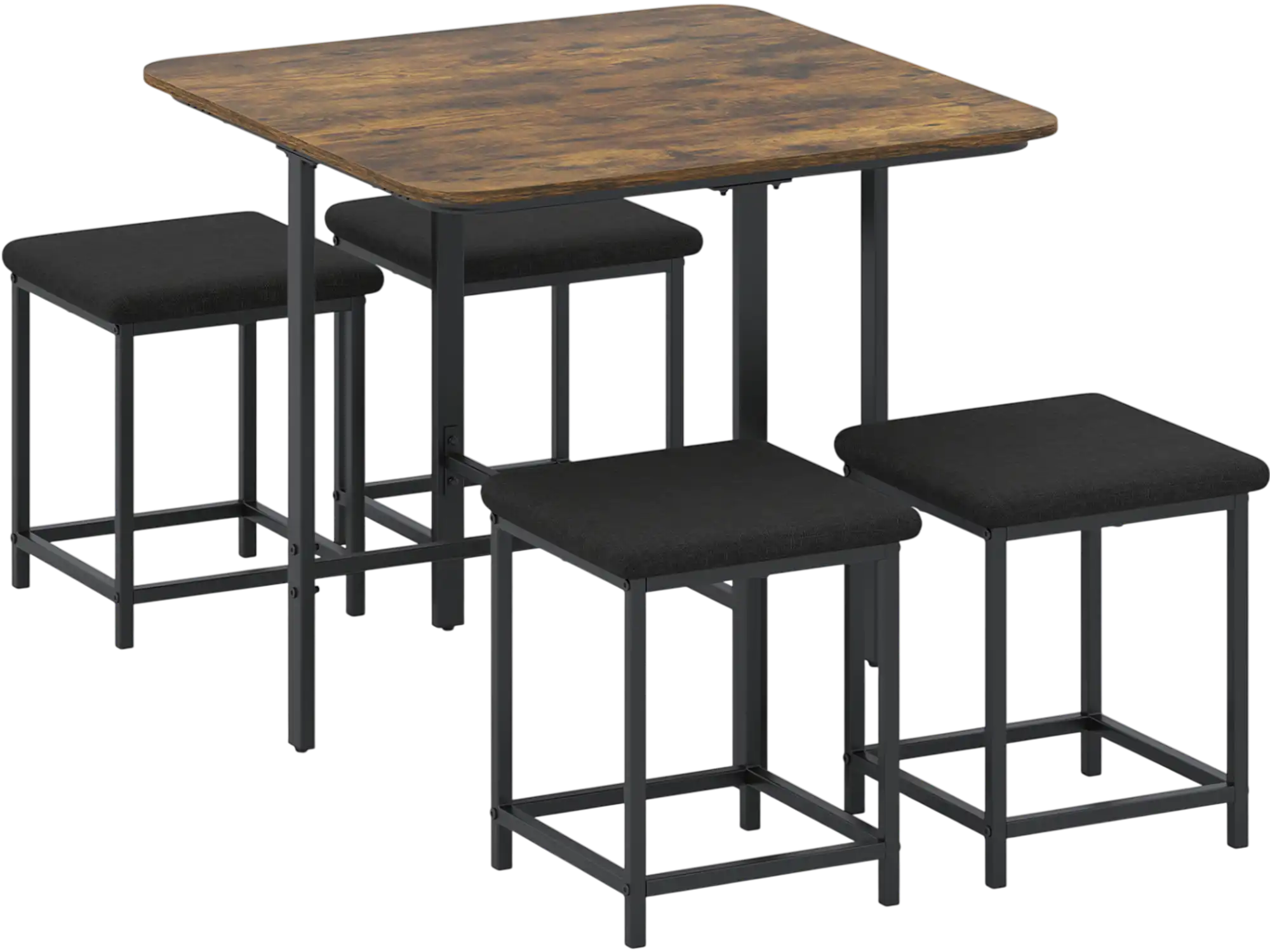Costway Dining Table Set w/ 4 Upholstered Stools Metal Frame 16705992 New