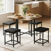 Dining Table Set with 4 Upholstered Stools and Metal Frame-Natural - Gallery View 1 of 10
