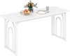 Rectangular 63-inch white dining table for 6-8 people with an elegant arch structure, perfect for kitchen or living.