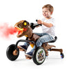 Dinosaur Drift Tricycle in brown features lights, mist spray, and 360-degree spin for an exciting riding experience.