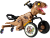 Dinosaur Drift Tricycle in brown features a realistic dinosaur head, mist spray, lights, and 360-degree spin for exciting play.