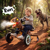 Dinosaur Drift Tricycle in brown features mist spray, roar sounds, and a realistic dinosaur head for thrilling play.