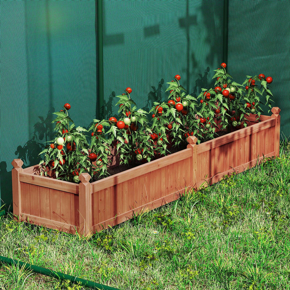 91 x 24 x 16 Inch Divisible Planter Box with Corner Drainage and Non-woven Liner for Growing Vegetables-Brown - Gallery View 1 of 10