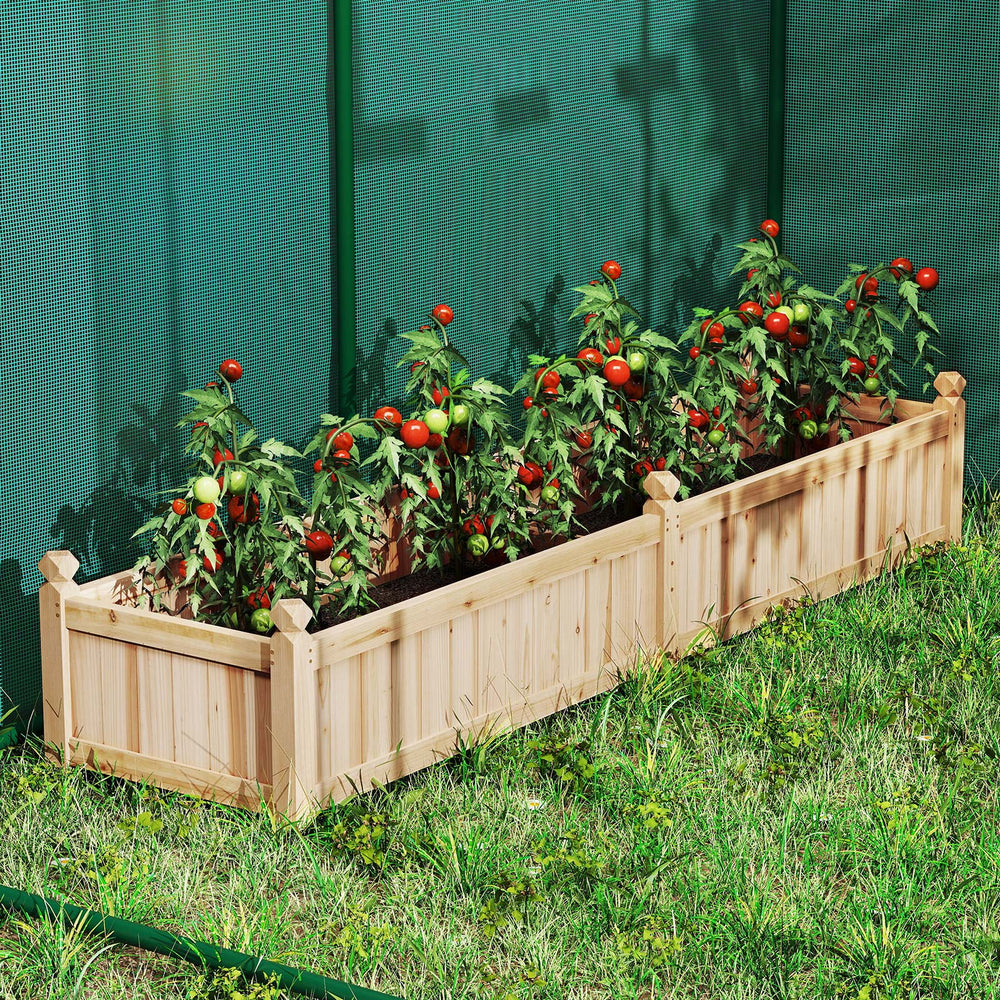 Divisible planter box made of painted fir wood, featuring drainage holes, for growing vegetables in your garden.