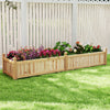 Divisible planter box made of painted fir wood, featuring drainage holes and a removable liner for healthy plant growth.