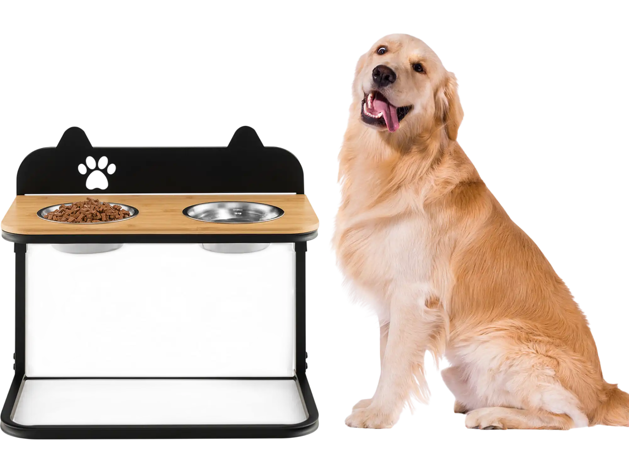 Costway Elevated Dog Bowl Stand w/ 2 Stainless Steel Food Water Bowls 94318762 New
