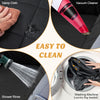 Dog car seat cover in black, featuring easy cleaning options like damp cloth, vacuum, and washing machine for small.