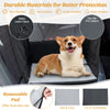 Dog car seat cover in black with removable pad and mesh windows, designed for small and medium dogs, ensuring comfort.