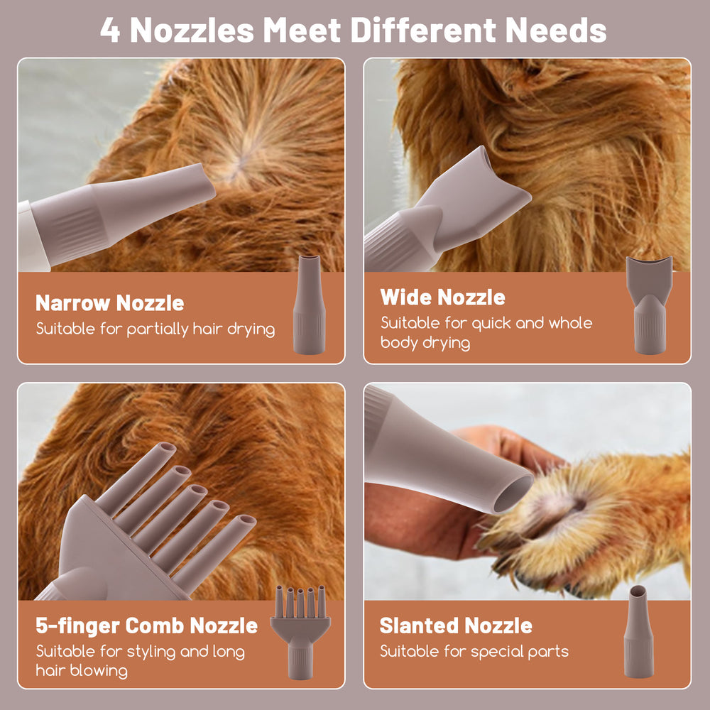 Narrow nozzle attachment for the Dog Cat Hair Blower, ideal for partial hair drying and featuring adjustable.