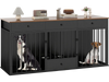 Stylish dog kennel furniture in black featuring two compartments for separate pets, sturdy metal latches, and a clean.