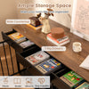 Indoor dog crate furniture with 3 big drawers, wide countertop, and pull-out feeder for organized pet care.