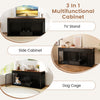 Modern black dog crate furniture with divider, 3 drawers, and pull-out feeder for versatile indoor use.