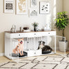 Dog Crate Furniture Indoor Modern Dog Kennel with Divider 3 Drawers and Pull-out Feeder-White - Gallery View 1 of 10