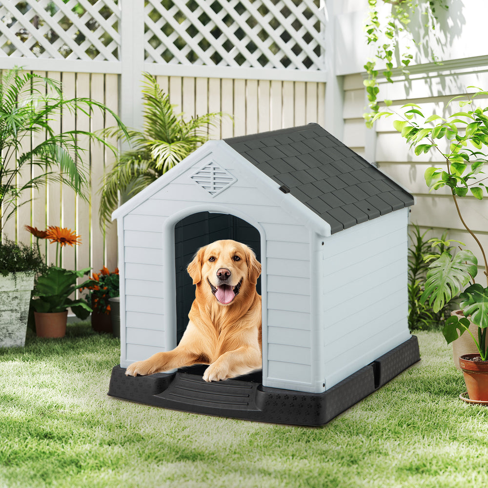 Dog House for Small Dogs Waterproof Plastic with Elevated Floor-M - Gallery View 1 of 10