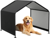 Dog shade shelter in black with waterproof roof, spacious canopy for pets, sturdy metal frame for outdoor use.