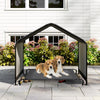 Dog shade shelter with waterproof roof, featuring a sturdy metal frame, ideal for large and medium breeds outdoors.