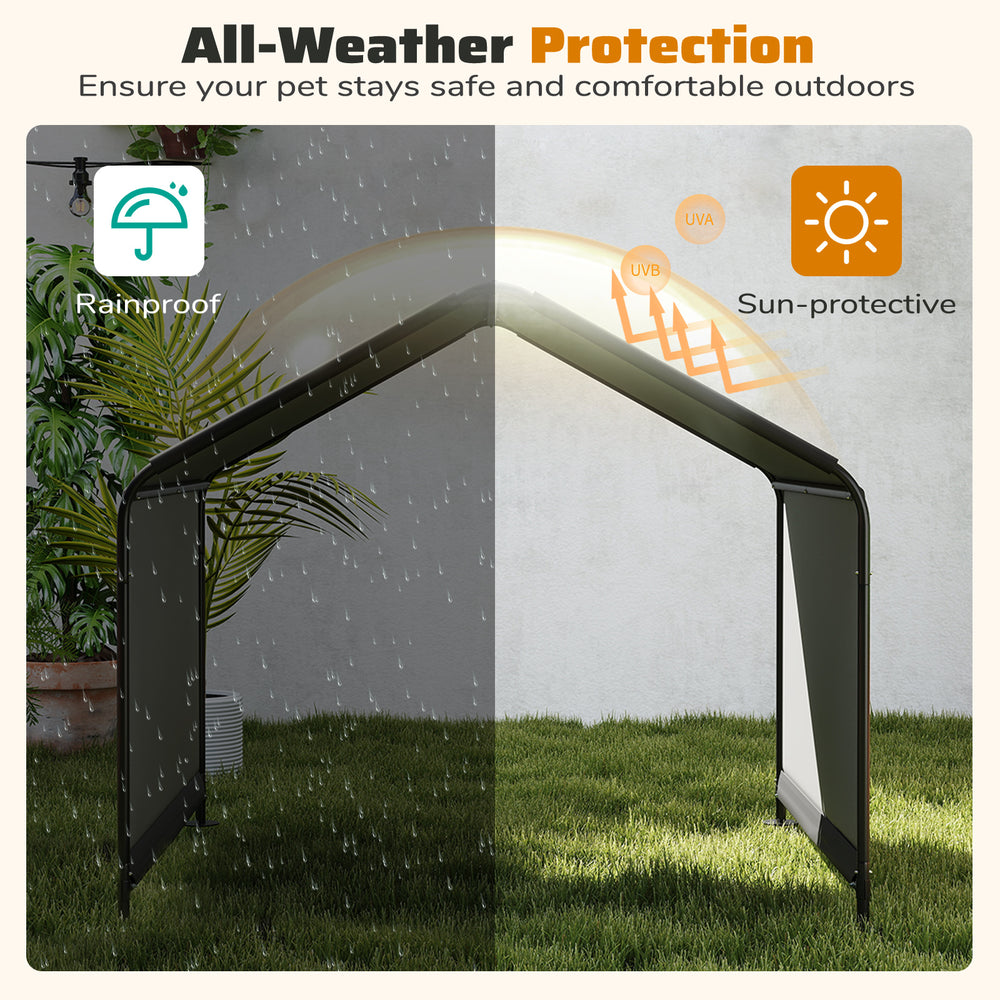 Dog shade shelter with waterproof roof, rainproof and sun-protective, ideal for outdoor use with pets of all sizes.