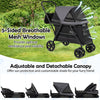 Dog stroller for medium small dogs with adjustable canopy and 5-sided mesh windows for ventilation and visibility.