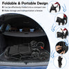 Foldable dog stroller in black, designed for medium and small dogs, showcasing compact storage and easy transport.