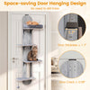 4-level door hanging cat climber in gray with plush bed, adjustable height, and removable pads for cozy cat lounging.