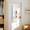 Door and wall mounted jewelry cabinet with full-length mirror, featuring soft velvet lining and large capacity for.