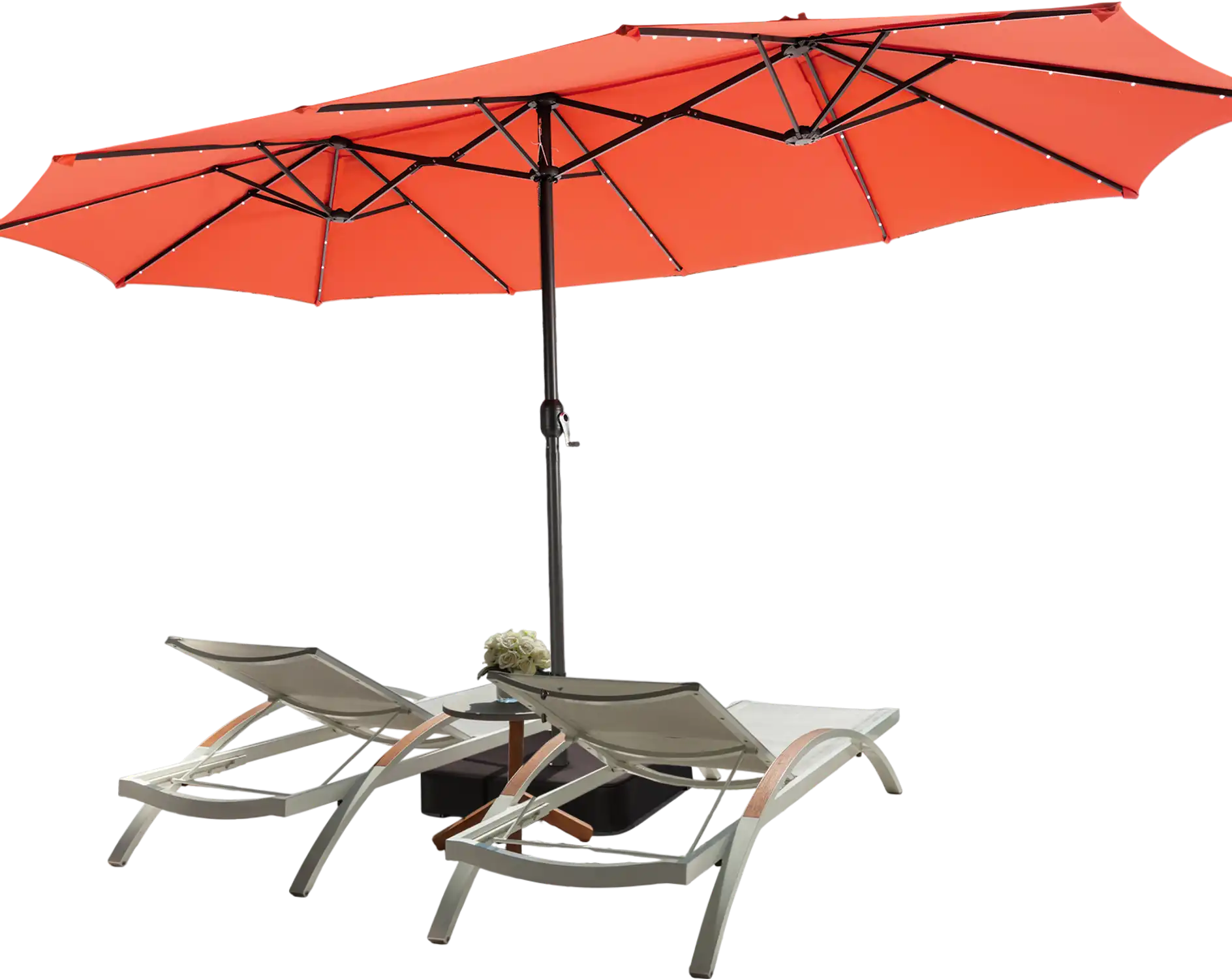 Costway 15' Double-Sided Patio Umbrella w/ 48 LED Lights Orange 84150369 New