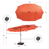 Double-sided 15.4' x 9.2' orange patio umbrella with 48 LED lights, ideal for garden and backyard shading.