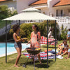 Outdoor Double-Tiered Grill Gazebo Canopy with 2 Shelves and 7 Hooks-Beige - Gallery View 1 of 10