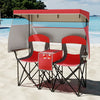 Double Beach Chair with Adjustable Canopy and 3 -Side Shading Curtains-Red - Gallery View 1 of 10