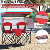 Double beach chair with adjustable canopy and roll-up side shades, featuring breathable mesh for ventilation and UPF50+.