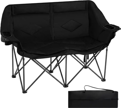 Costway Double Camping Chair w/ Cup Holders Glass Racks Mesh Pockets 12134731 New