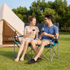 Double Camping Chair with Carry Bag Cup Holders-Blue - Gallery View 1 of 11