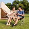 Double Camping Chair with Carry Bag Cup Holders-Brown - Gallery View 1 of 11