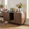Double Cat Litter Box Enclosure for 2 Cats with Scratching Pad and Double Rooms-Walnut - Gallery View 1 of 11
