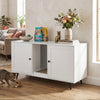 Double Cat Litter Box Enclosure for 2 Cats with Scratching Pad and Double Rooms-White - Gallery View 1 of 11