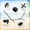 Portable double hammock stand with stable hooks, anti-slip foot pads, and reinforced connections for outdoor use.