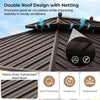 10x13ft double-roof patio gazebo with galvanized steel roof and netting, designed for stability and ventilation.