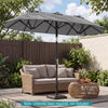 Double-Sided Patio Umbrella with Push Button Tilt Crank Handle-Gray - Gallery View 1 of 11