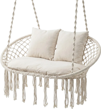 Costway Double Macrame Hanging Hammock Swing Chair w/ Cushions Indoor Outdoor 83749490 New