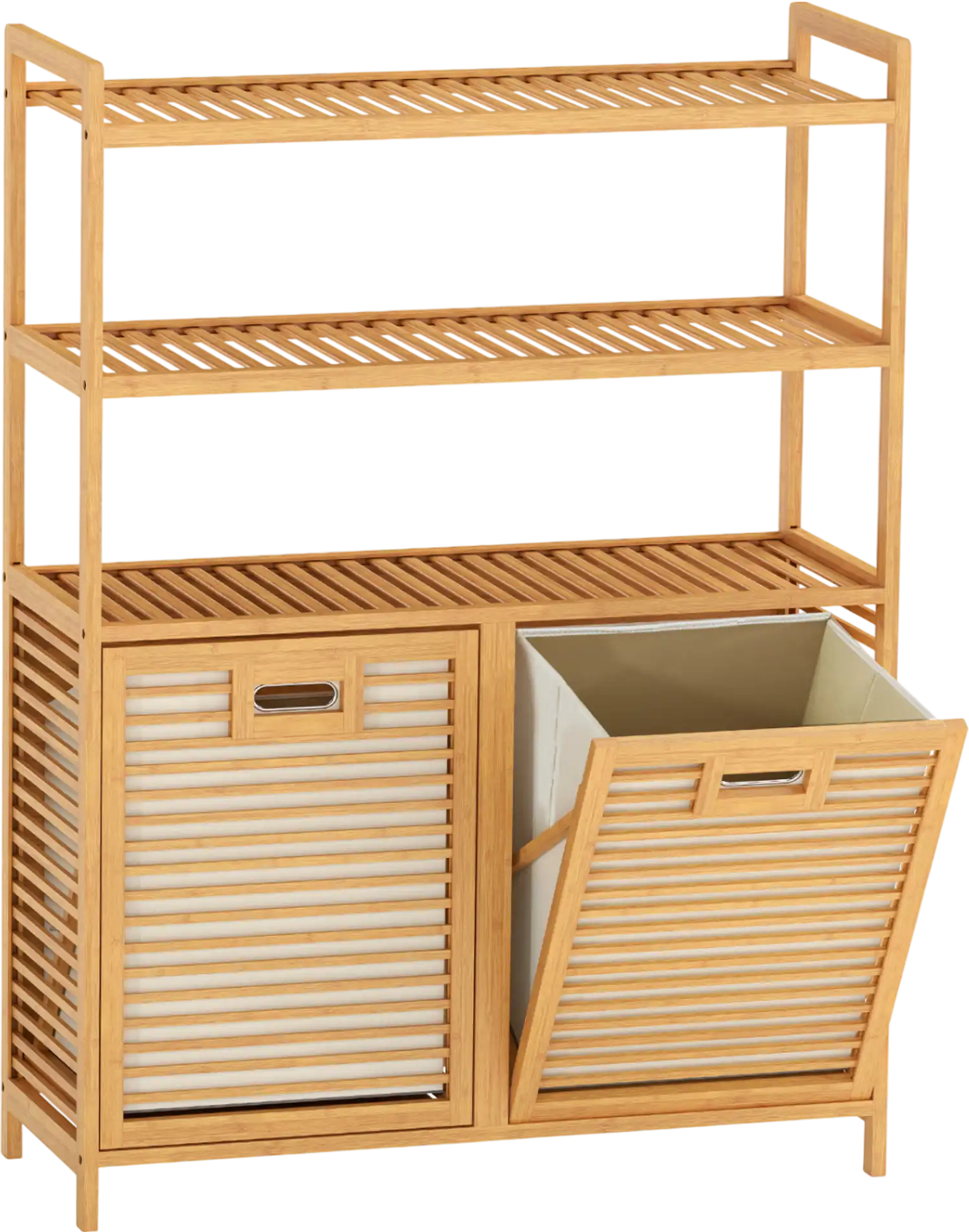 Costway Double Tilt-Out Laundry Hamper Cabinet 3 Shelves 2 Removable Baskets 34764556 New