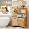 Double tilt-out laundry hamper with anti-tipping devices and slatted design, providing stability and airflow for laundry.