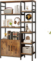 Double wide 8-tier bookshelf in rustic brown with a 2-door cabinet, perfect for stylish storage in living rooms or.