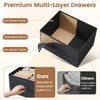 Charcoal black dresser nightstand with 5 roomy non-woven fabric drawers for versatile bedroom storage and organization.