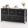Dresser storage tower in black with 5 foldable cloth storage cubes, ideal for home or office organization.