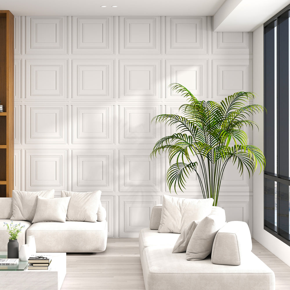 3D decorative PVC ceiling panels in white, showcasing a modern design for versatile wall and ceiling installation.