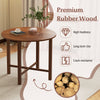 Round walnut drop leaf dining table made of premium rubber wood, perfect for small spaces and accommodating 2-4 people.