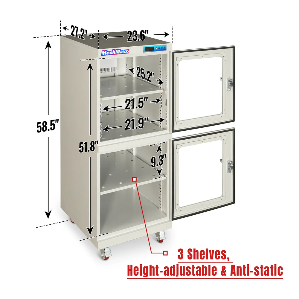 20-60% RH Electronic Dry Cabinet 540L ESD Desiccator Cabinet Low Humidity Storage,  White,  EDC540AW