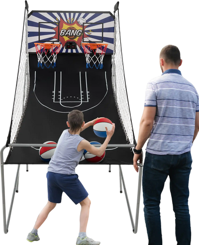 Costway Dual Shot Basketball Arcade Game 8 Modes 4 Balls White 78439265 New