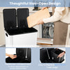 Dual compartment 8 Gal trash can in white with stainless steel frame, stay-open design, and deodorizer compartment for.